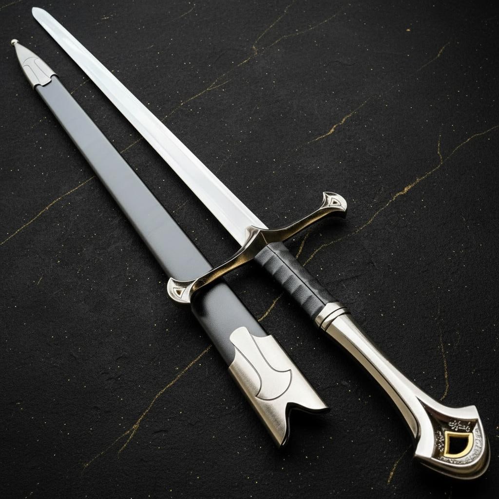 Medieval Crusader Knight LARP Sword Replica with Scabbard Stainless Steel Blade (1 of 5)