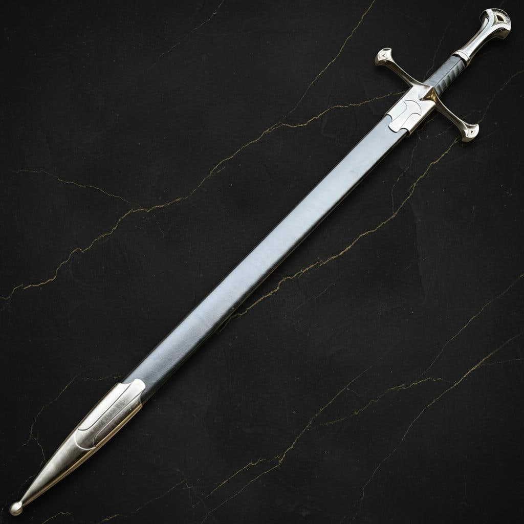 Medieval Crusader Knight LARP Sword Replica with Scabbard Stainless Steel Blade - 5