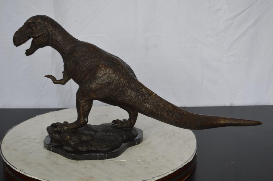 Tyrannosaurus Rex Dinosaur Bronze Statue - Size: 31"L x 12"W x 15"H. - 12