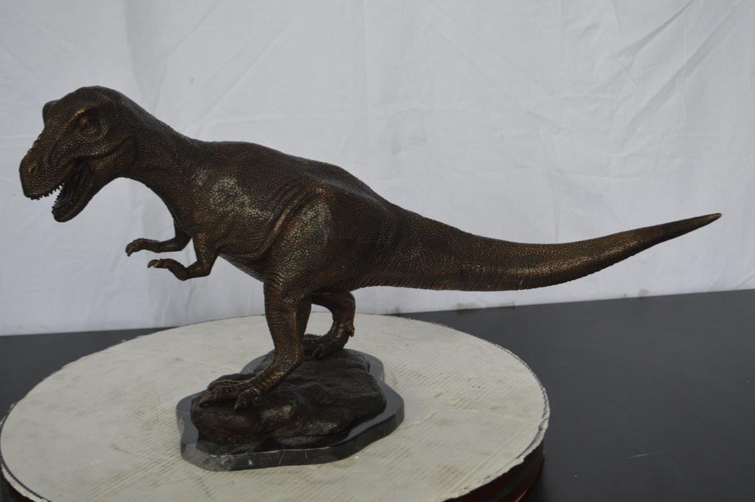 Tyrannosaurus Rex Dinosaur Bronze Statue - Size: 31"L x 12"W x 15"H. - 13