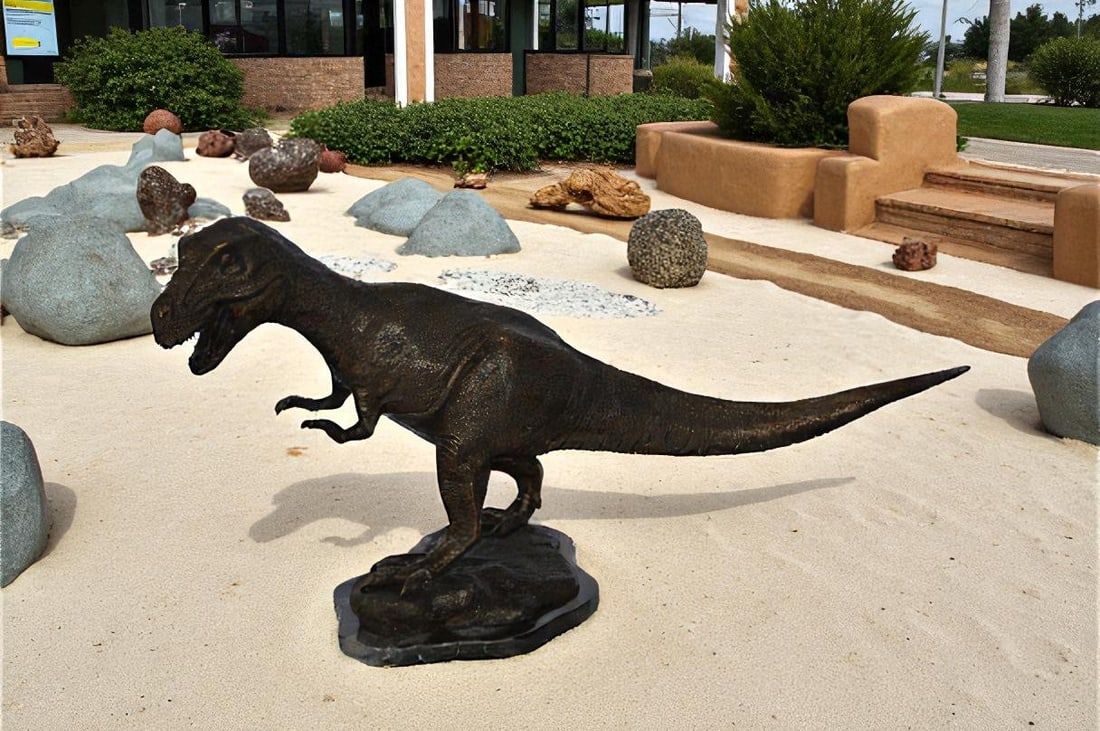Tyrannosaurus Rex Dinosaur Bronze Statue - Size: 31"L x 12"W x 15"H. - 3