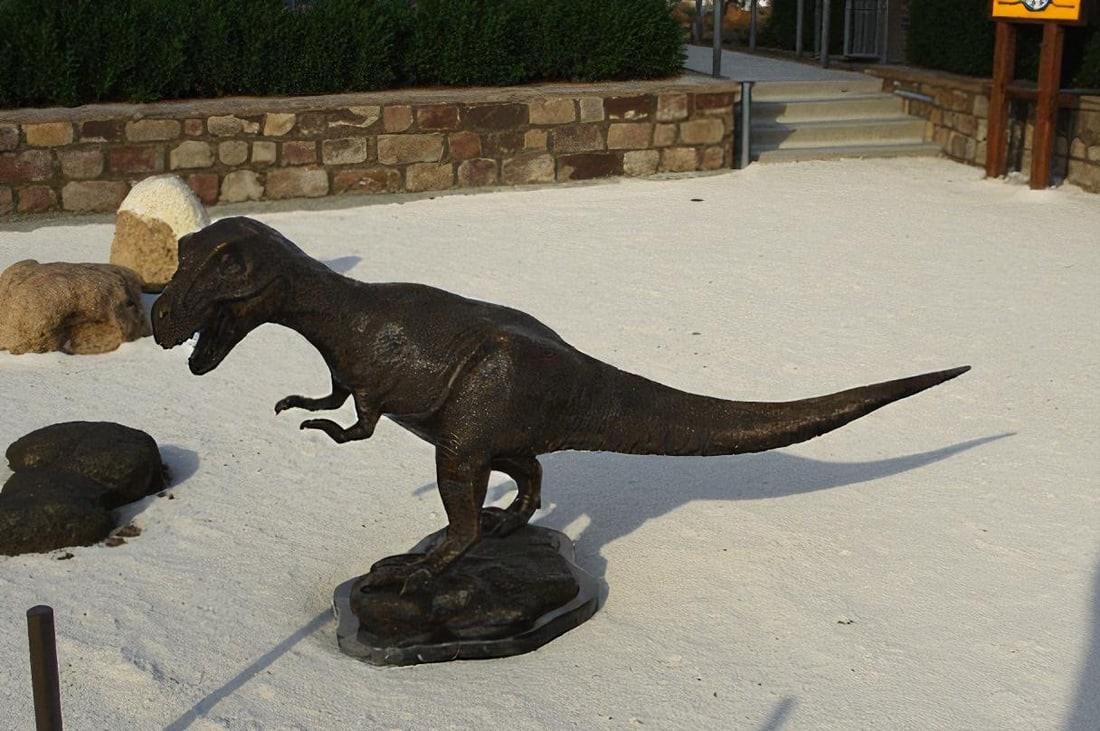 Tyrannosaurus Rex Dinosaur Bronze Statue - Size: 31"L x 12"W x 15"H. - 4
