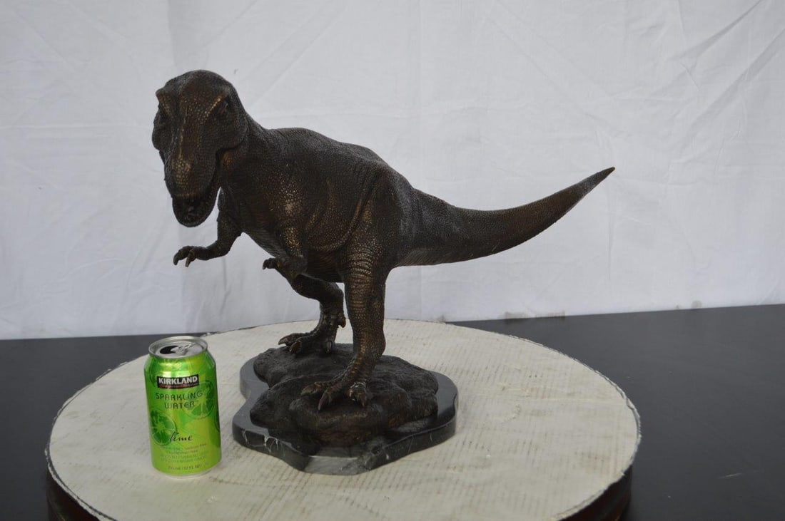 Tyrannosaurus Rex Dinosaur Bronze Statue - Size: 31"L x 12"W x 15"H. - 5