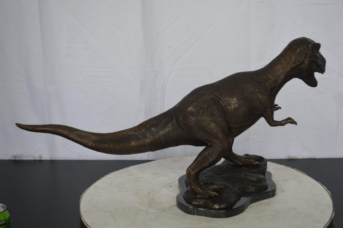 Tyrannosaurus Rex Dinosaur Bronze Statue - Size: 31"L x 12"W x 15"H. - 9
