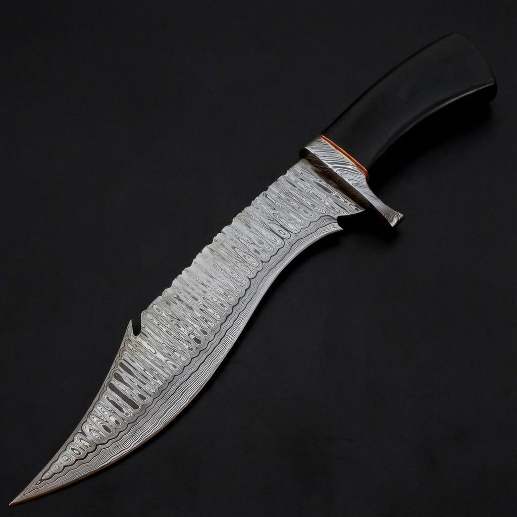 Handmade 14" Damascus Steel Bowie Knife | Custom Hunting Knife with Sheath (1 of 10)