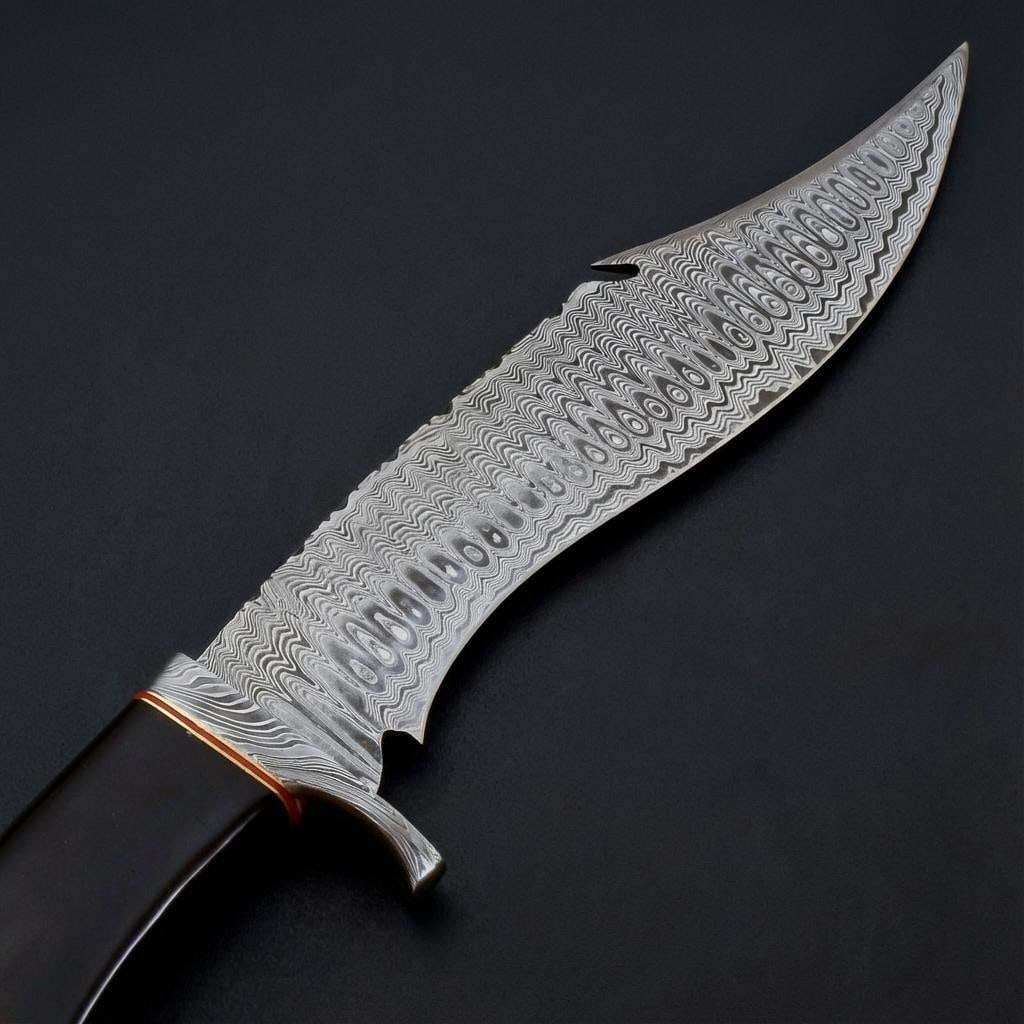Handmade 14" Damascus Steel Bowie Knife | Custom Hunting Knife with Sheath - 6