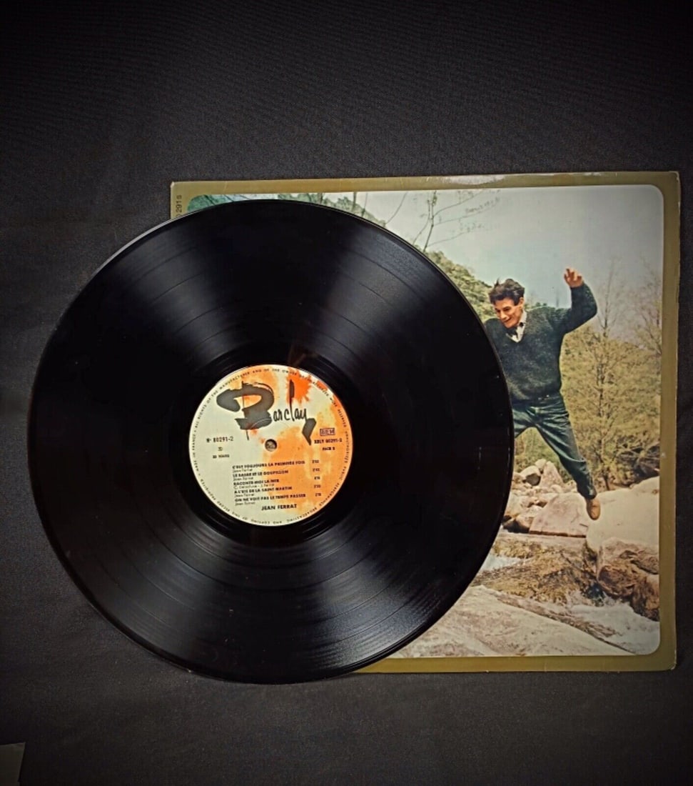 Vintage 1965 Jean Ferrat Barclay Vinyl Record - 33 RPM - French Chanson - 5