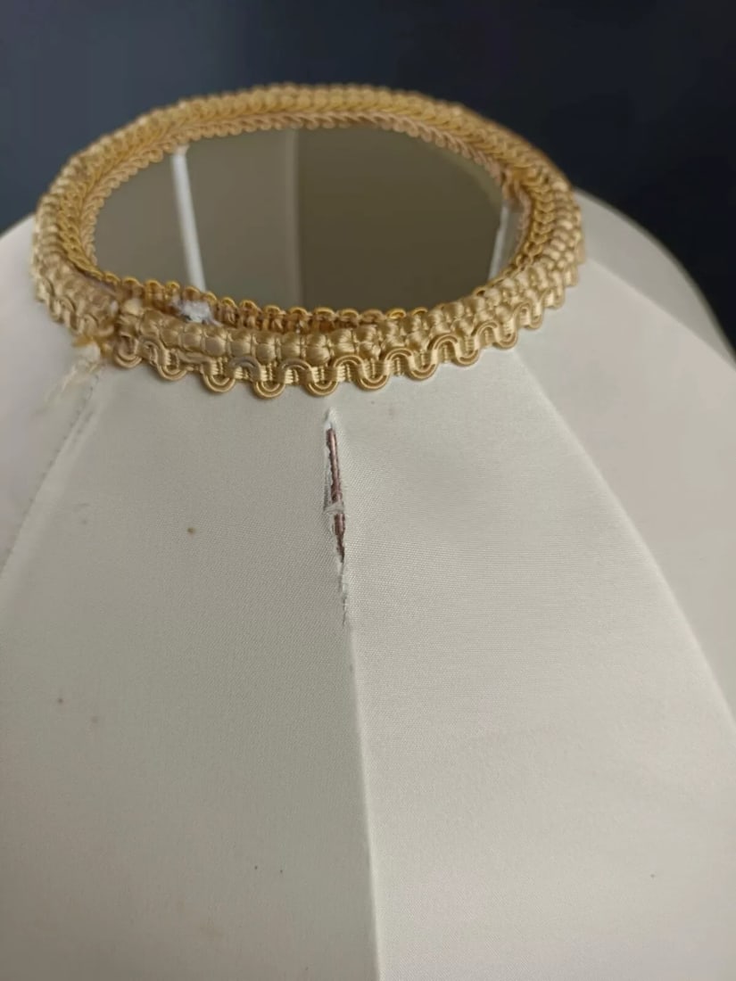 Vintage Alabaster and Brass Lamp Base with Lampshade - 13