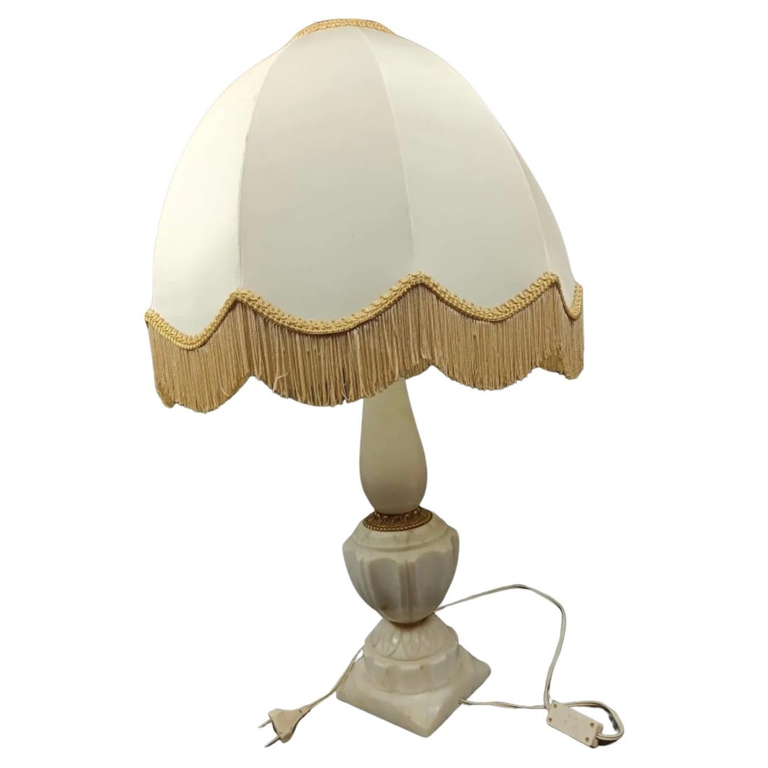 Vintage Alabaster and Brass Lamp Base with Lampshade (1 of 13)