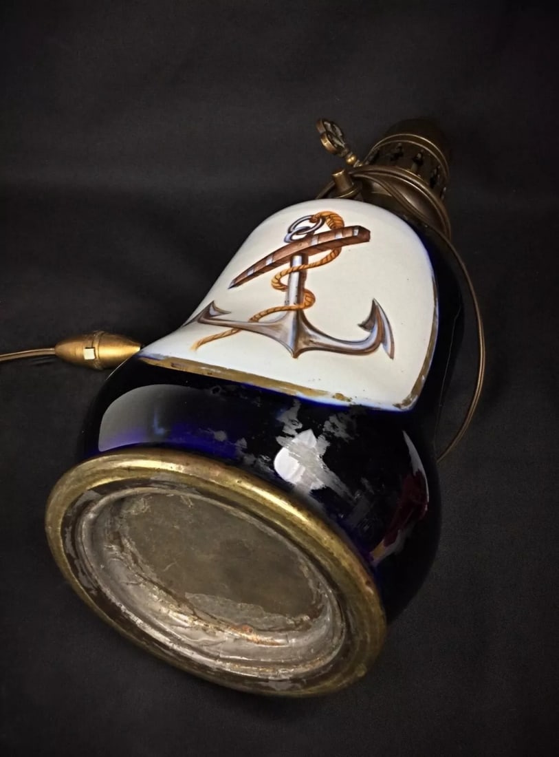 Mid-20th Century Ceramic Lamp Base with Nautical Anchor Design - 12