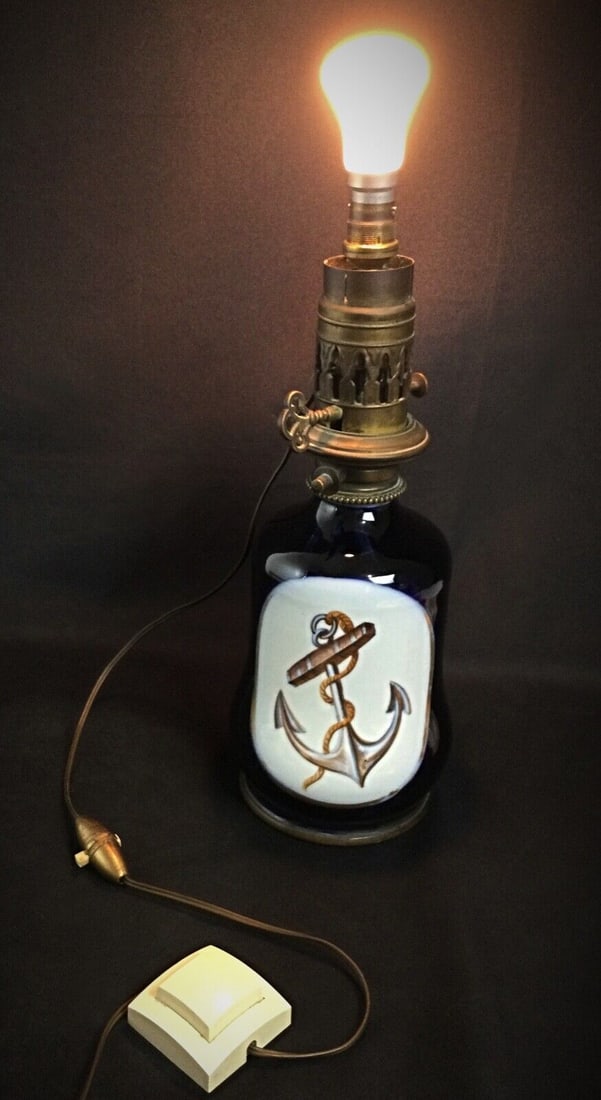 Mid-20th Century Ceramic Lamp Base with Nautical Anchor Design - 2