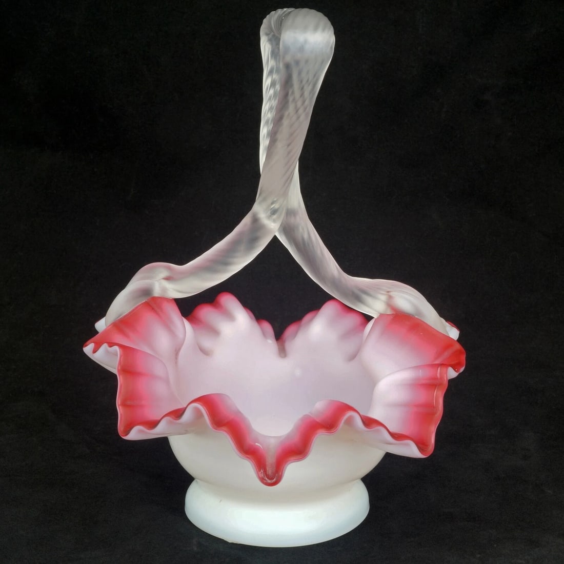 Victorian Cased Glass Bowl with Handle - 5