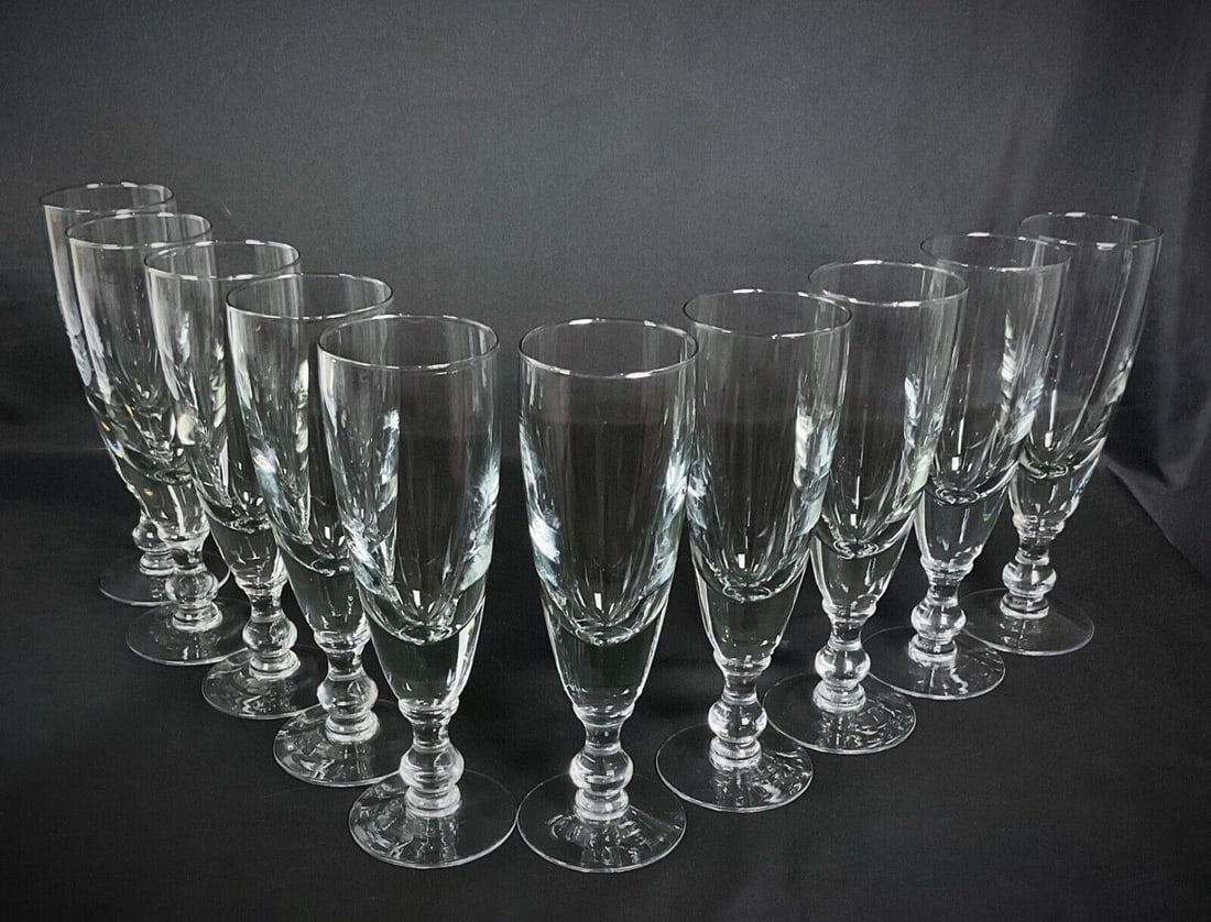 Elegant Set of 10 Large 24 cm Vintage Crystal Wine Glasses, 20th Century - 2