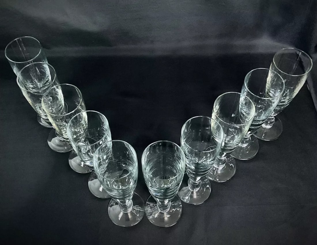 Elegant Set of 10 Large 24 cm Vintage Crystal Wine Glasses, 20th Century - 7