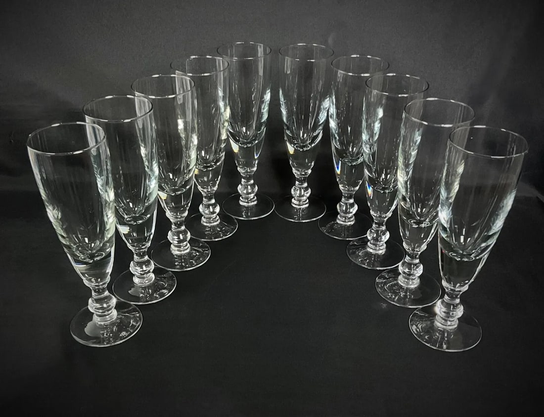Elegant Set of 10 Large 24 cm Vintage Crystal Wine Glasses, 20th Century - 8