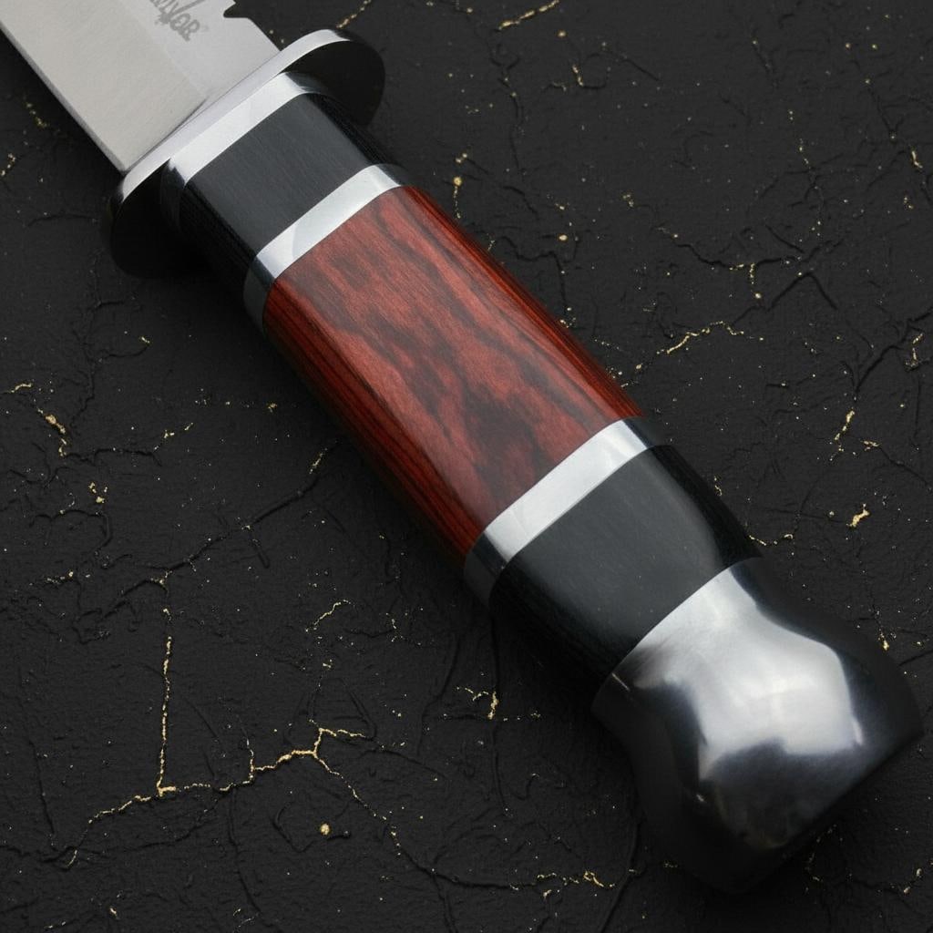 Full Tang Army Bowie Knife 10.5" with Wood Handle, Fixed Blade for Hunting Survival - 3