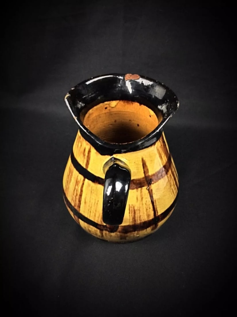 Vintage Barrel-Shaped Enameled and Crackled Pitcher - 4