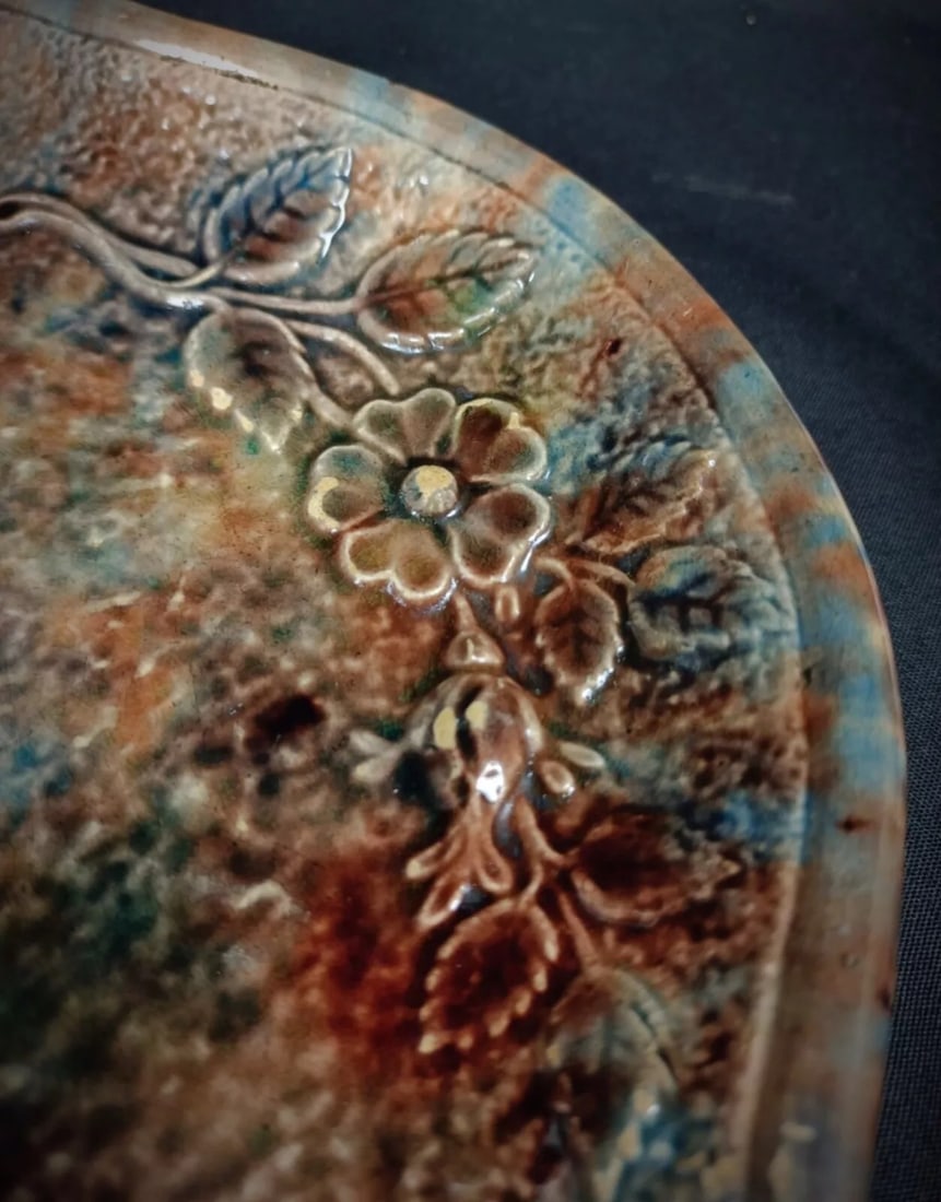 Vintage 20th Century Floral Hand Painted Decorated Serving Platter - 7