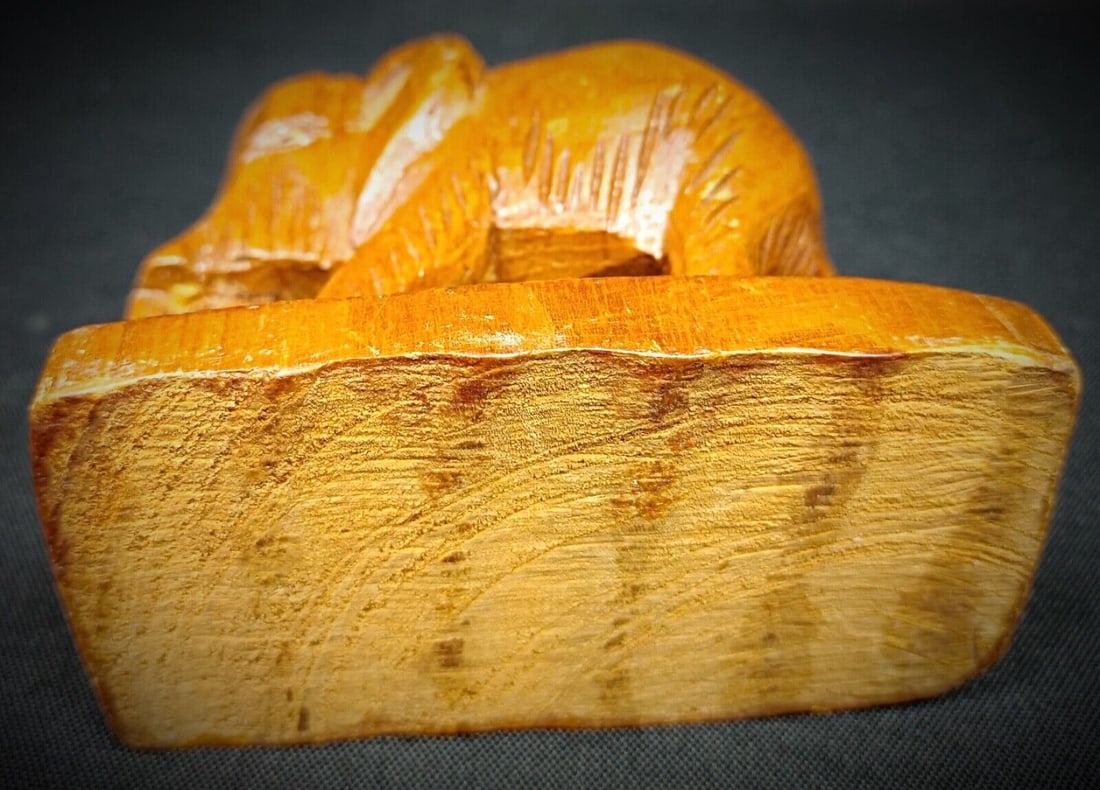 Vintage Hand-Carved Wooden Elephant Figurine – Rustic Artisan Craft - 8