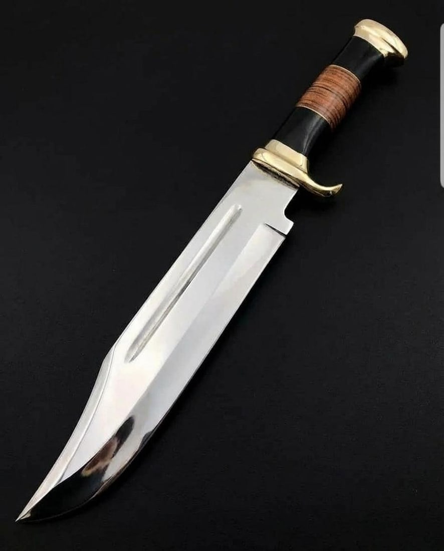 Custom Handmade 18" Crocodile Dundee Style Bowie Knife D2 Steel & Bull Horn (1 of 7)