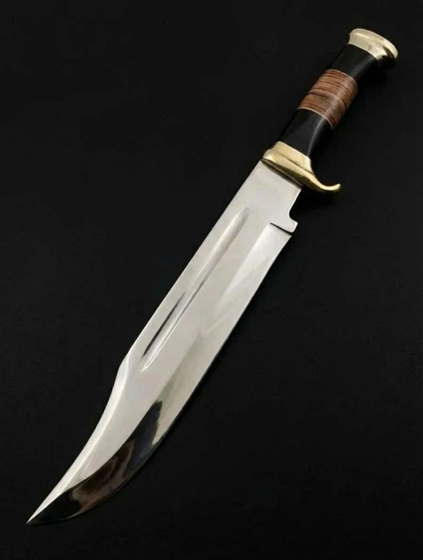 Custom Handmade 18" Crocodile Dundee Style Bowie Knife D2 Steel & Bull Horn - 4