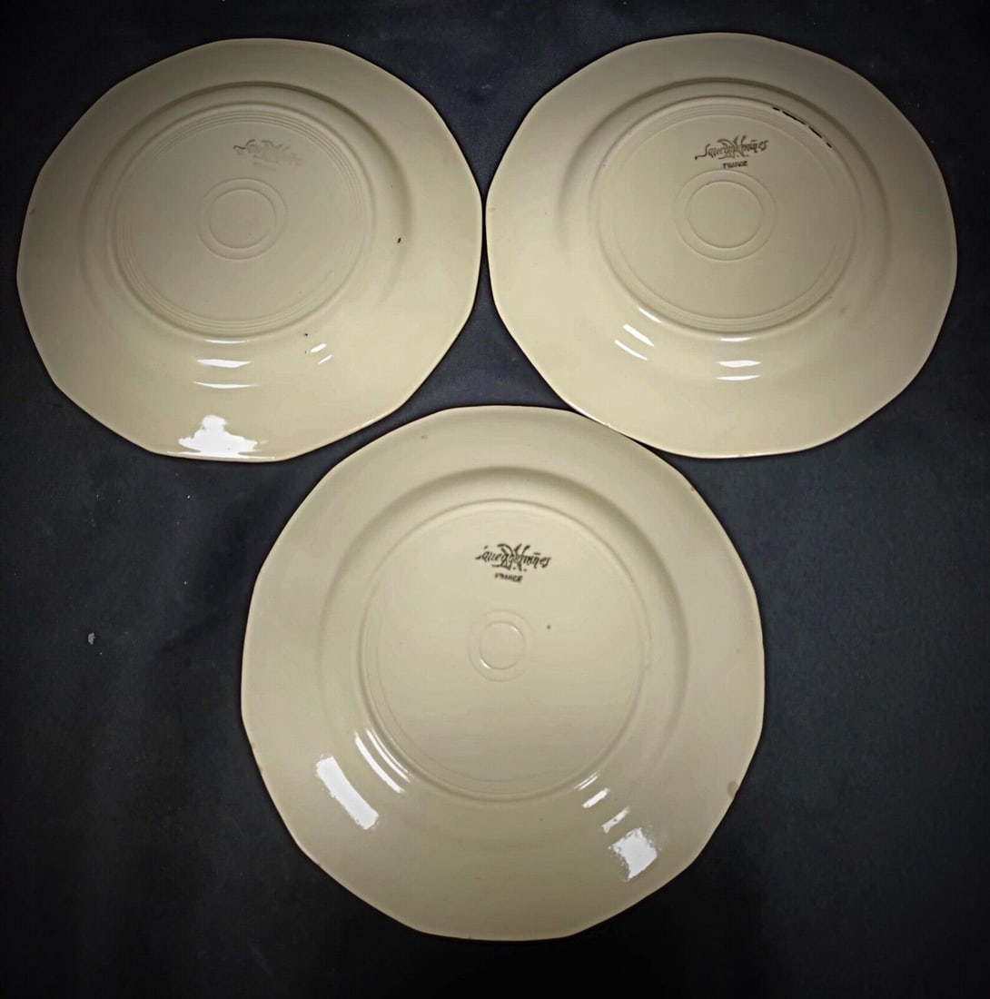 Vintage Set of 6 Sarreguemines Plates with Floral Décor - 6