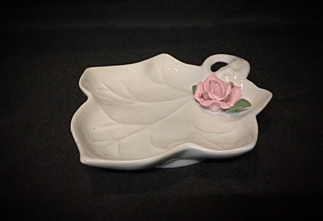 Elegant Ceramic Rose Trinket Dish or Paperweight - 2