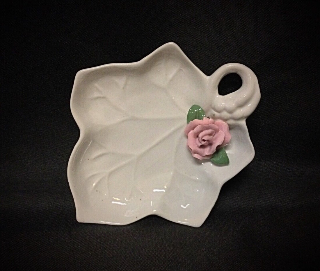 Elegant Ceramic Rose Trinket Dish or Paperweight - 3
