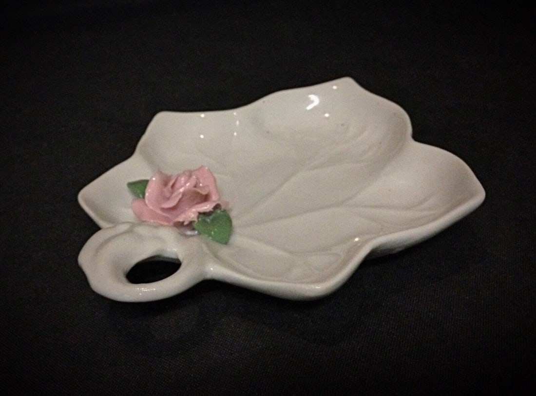 Elegant Ceramic Rose Trinket Dish or Paperweight - 5