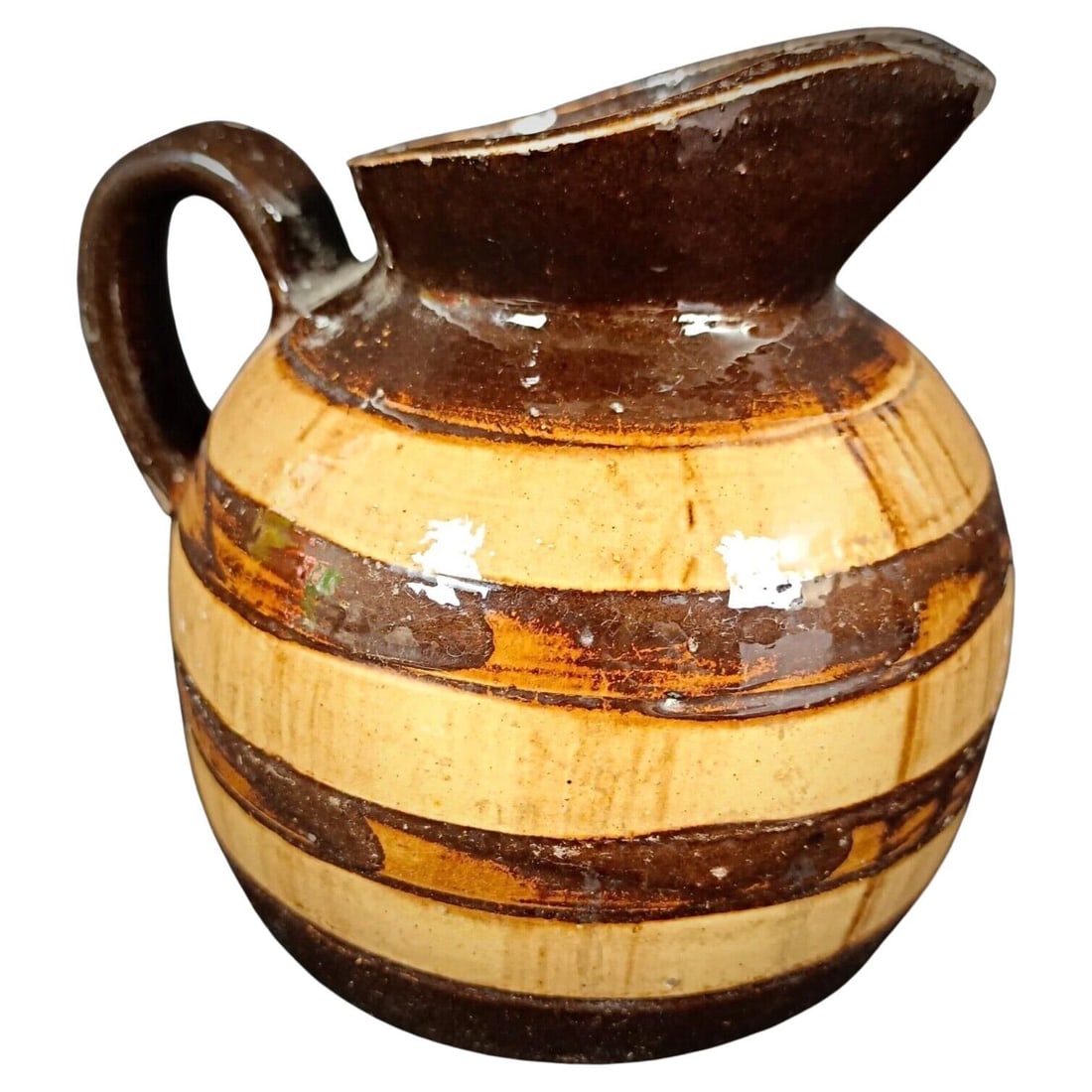 Vintage Hand-Painted Barrel-Style Clay Pitcher (1 of 6)
