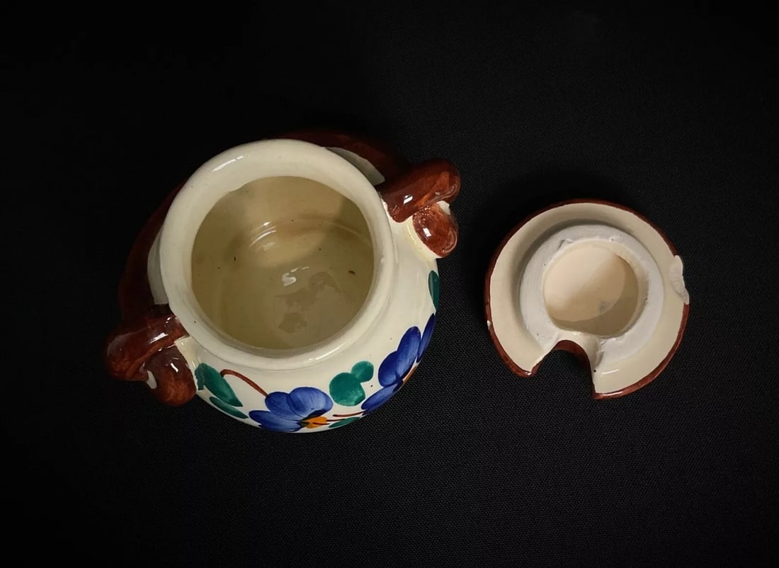 Vintage 20th Century Vallauris Floral Ceramic Pot – 7.5 cm - 4