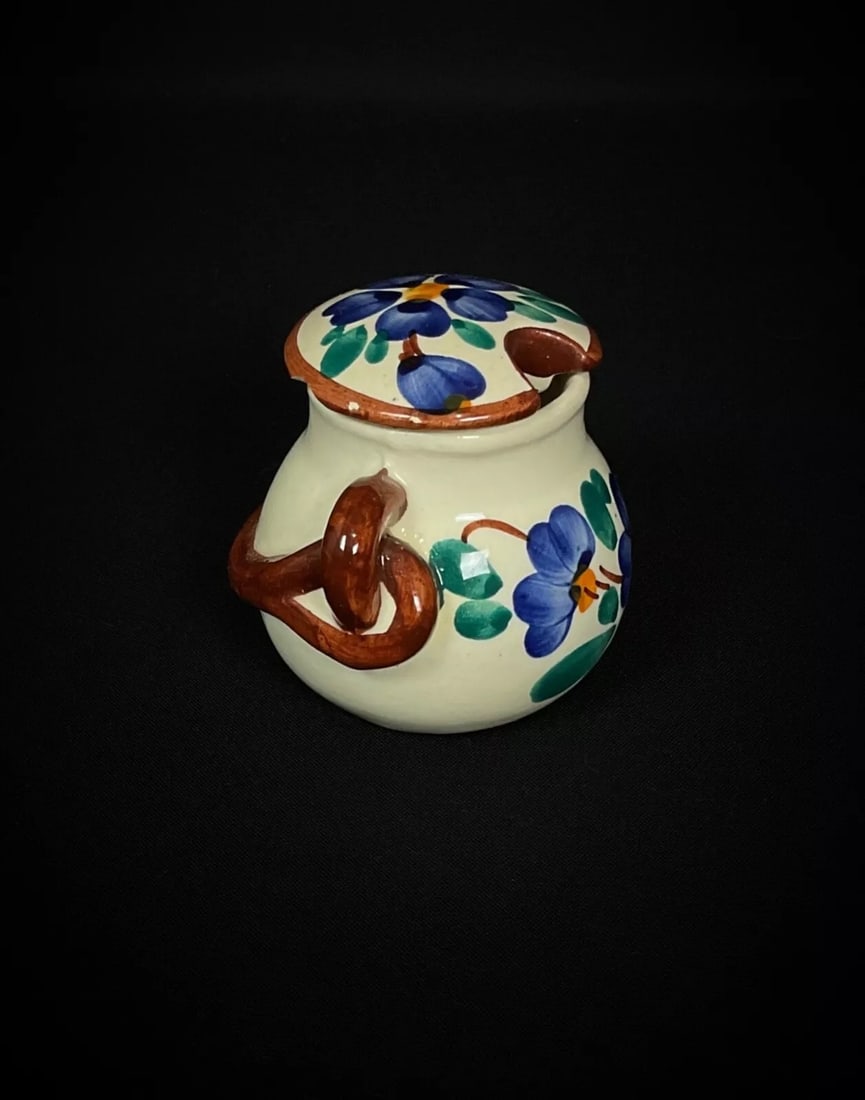 Vintage 20th Century Vallauris Floral Ceramic Pot – 7.5 cm - 7