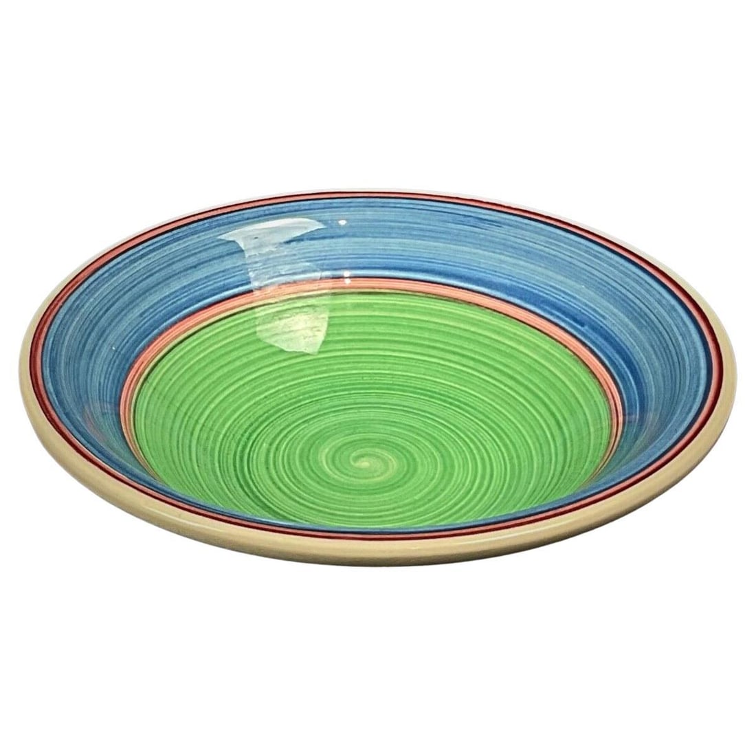 Vintage 20th-Century Spiral Blue and Green Ceramic Catchall Dish: Title:Vintage 20th-Century Spiral Blue and Green Ceramic Catchall DishOrigin:FranceDimension: Height: 1.78 in (4.5 cm)Diameter: 6.3 in (16 cm)Materials:CeramicYear:20th CenturyDescription:This