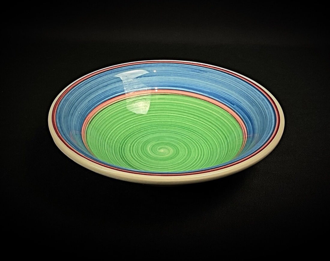 Vintage 20th-Century Spiral Blue and Green Ceramic Catchall Dish - 2