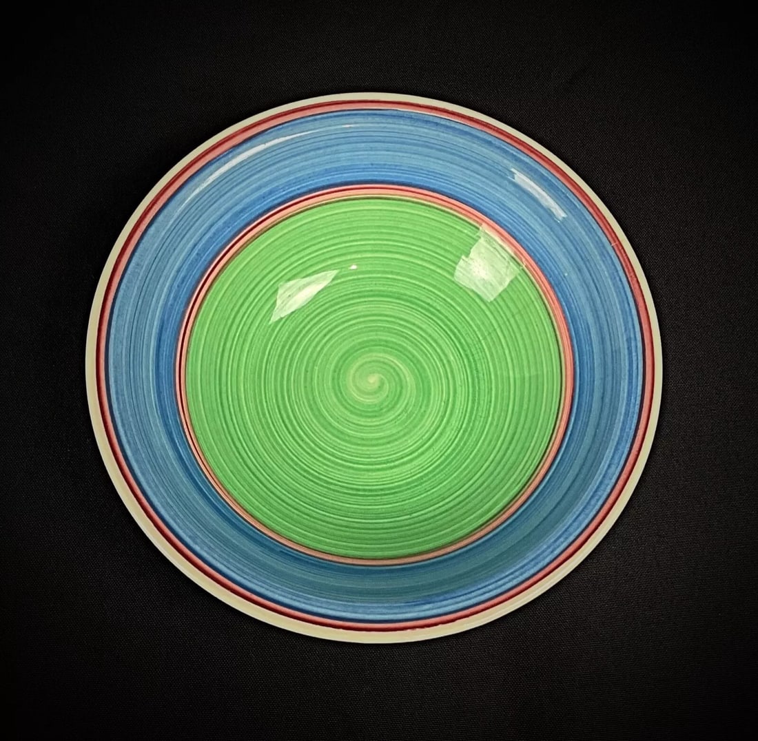 Vintage 20th-Century Spiral Blue and Green Ceramic Catchall Dish - 6