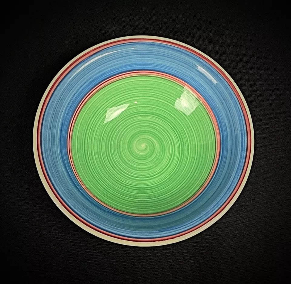 Vintage 20th-Century Spiral Blue and Green Ceramic Catchall Dish - 7