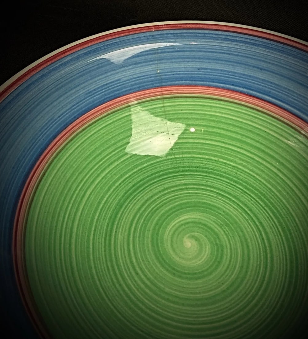 Vintage 20th-Century Spiral Blue and Green Ceramic Catchall Dish - 8