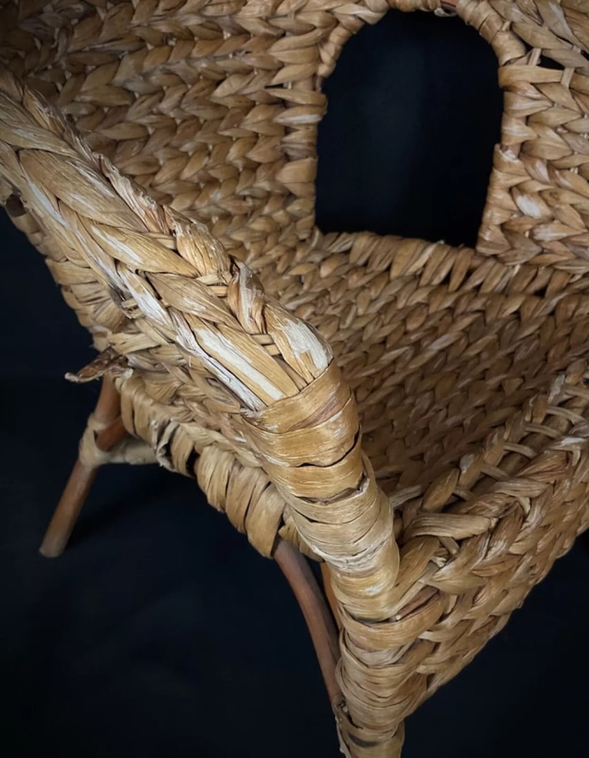 Vintage Art Deco Child's Wicker Armchair – Handwoven Wicker, French - 4