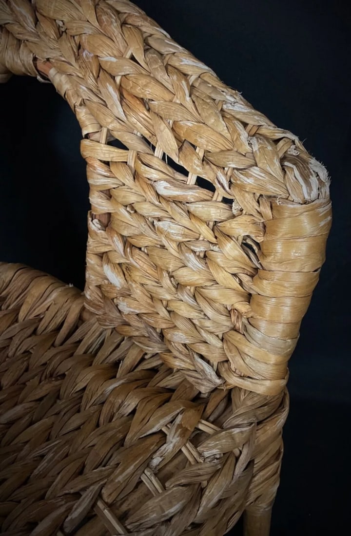 Vintage Art Deco Child's Wicker Armchair – Handwoven Wicker, French - 5