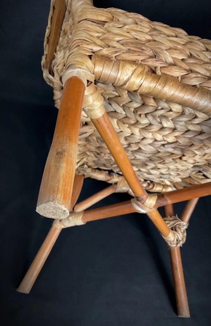 Vintage Art Deco Child's Wicker Armchair – Handwoven Wicker, French - 6
