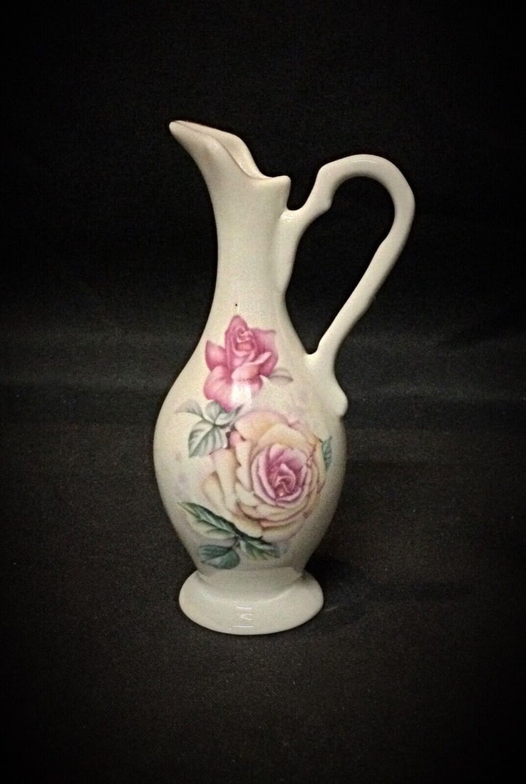 Vintage Miniature Vase "Tentsin Porcelain Hp" with Floral Decor - 2