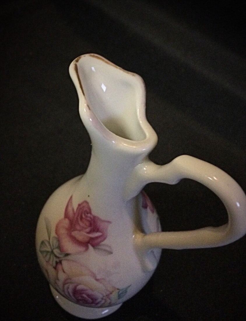 Vintage Miniature Vase "Tentsin Porcelain Hp" with Floral Decor - 7