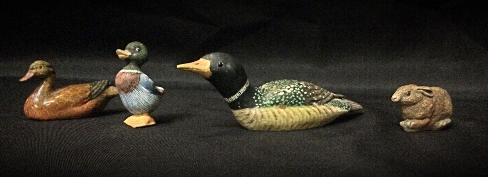 Set of 4 Small Animal Figurines - Duck and Rabbit Statuettes - 3