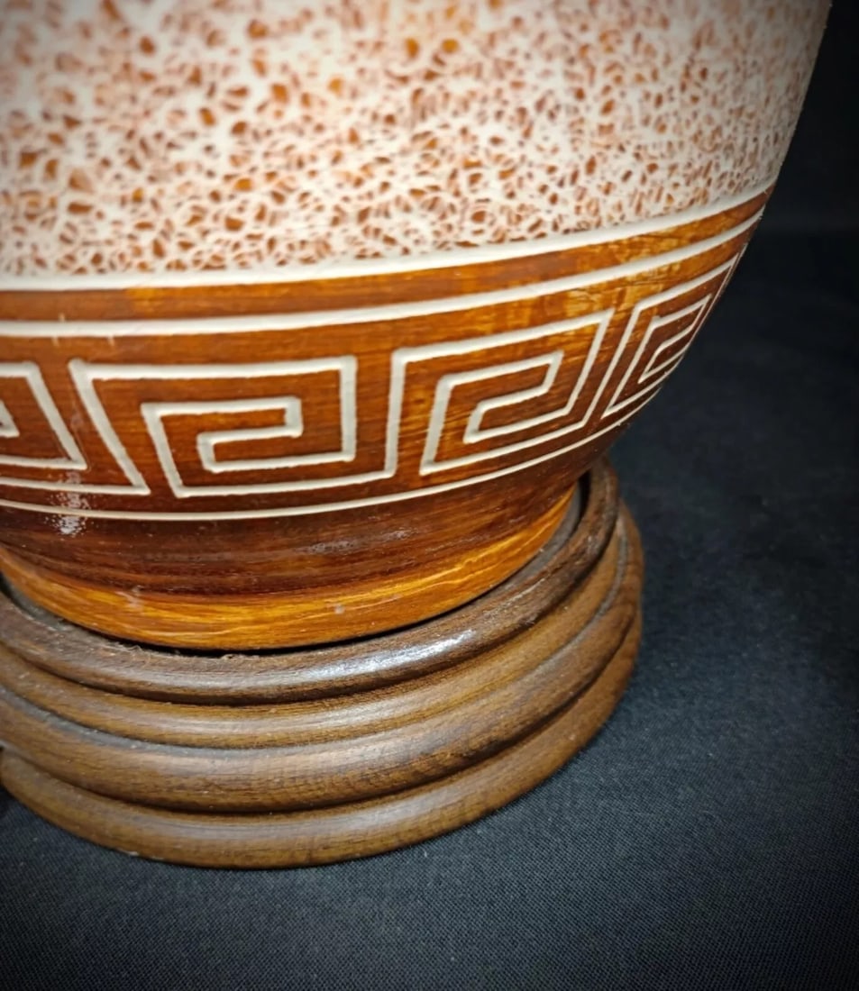 Antique 20th-Century Large Lamp Base and Lampshade with Decoration - 10