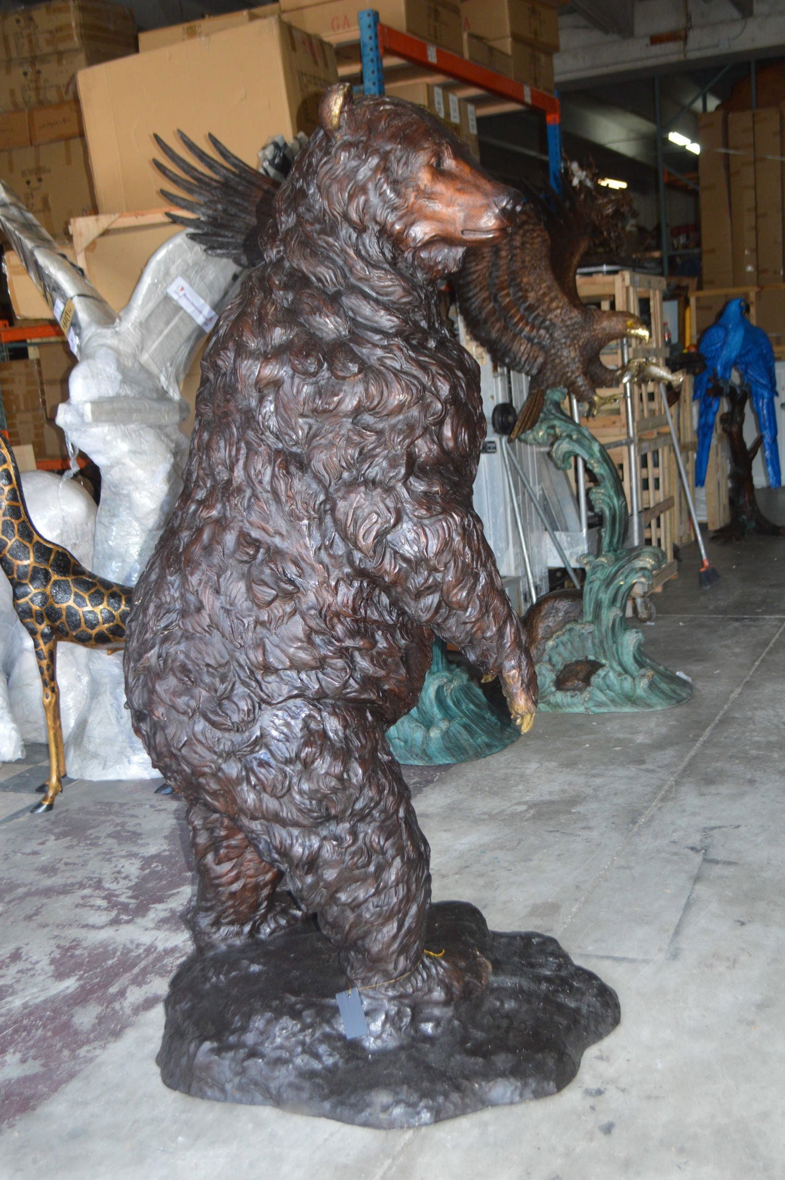 Big Bear standing Bronze Statue - Size: 45"L x 42"W x 78"H. - 10
