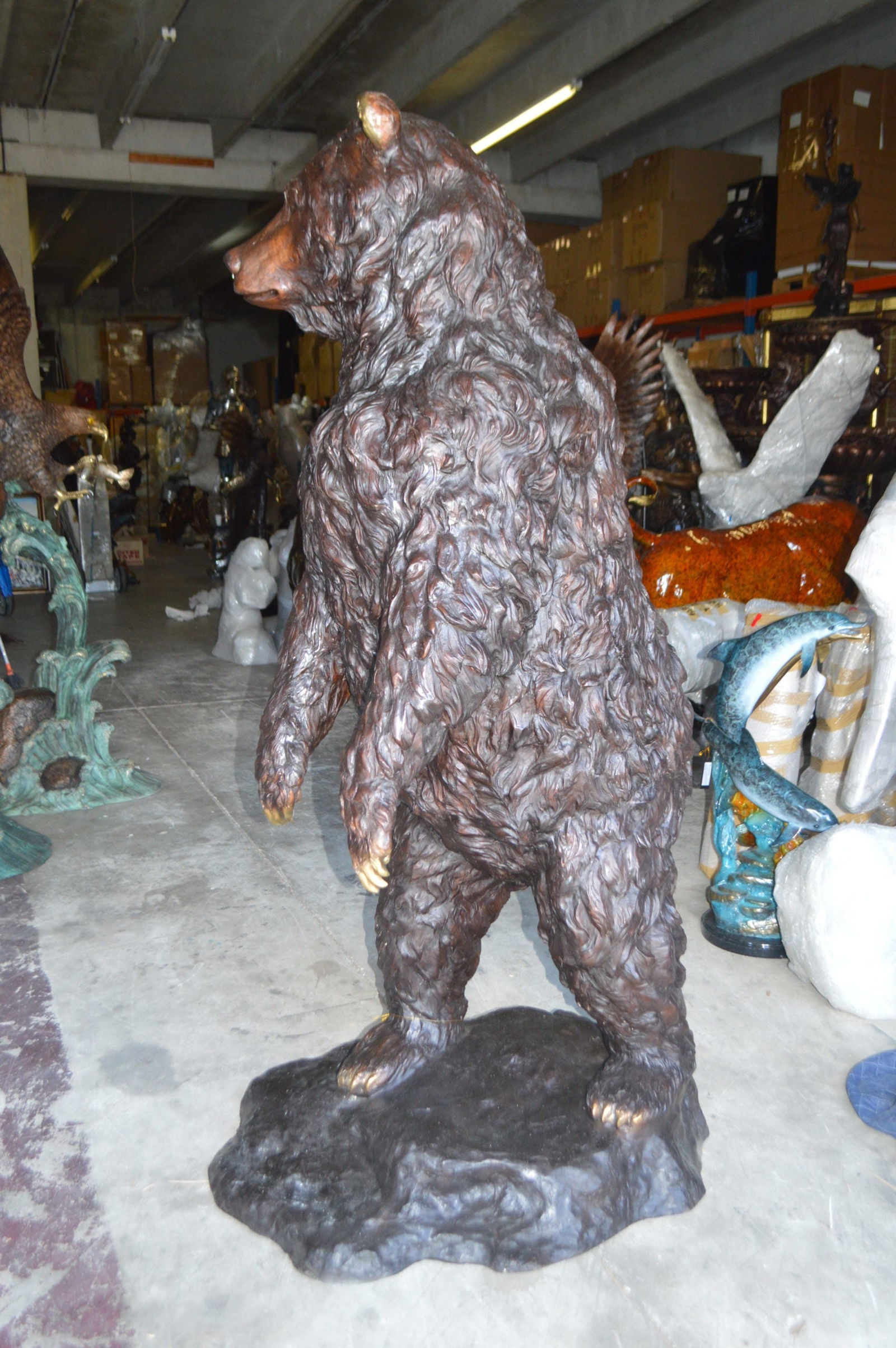 Big Bear standing Bronze Statue - Size: 45"L x 42"W x 78"H. - 3