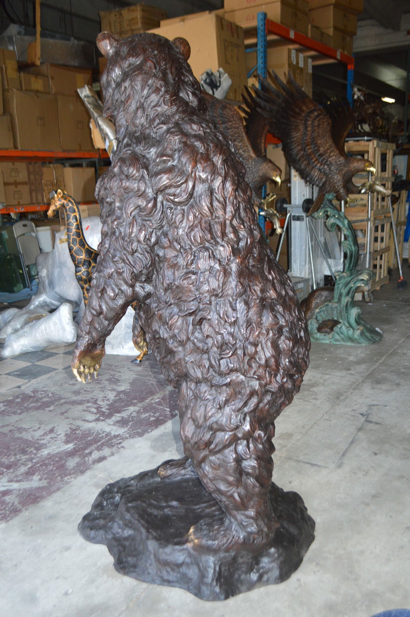 Big Bear standing Bronze Statue - Size: 45"L x 42"W x 78"H. - 5