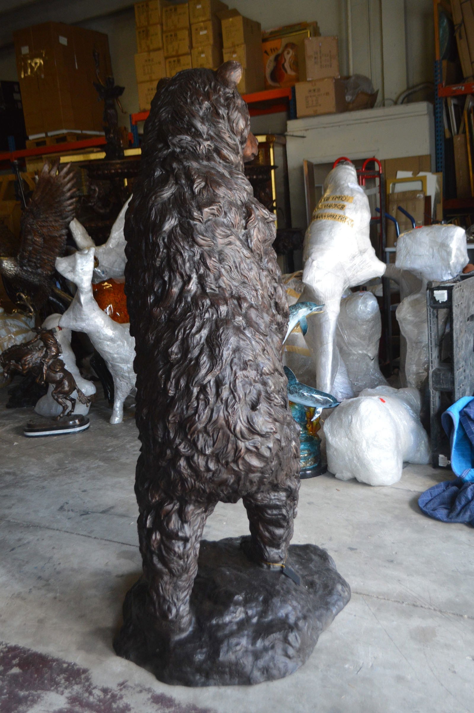 Big Bear standing Bronze Statue - Size: 45"L x 42"W x 78"H. - 8