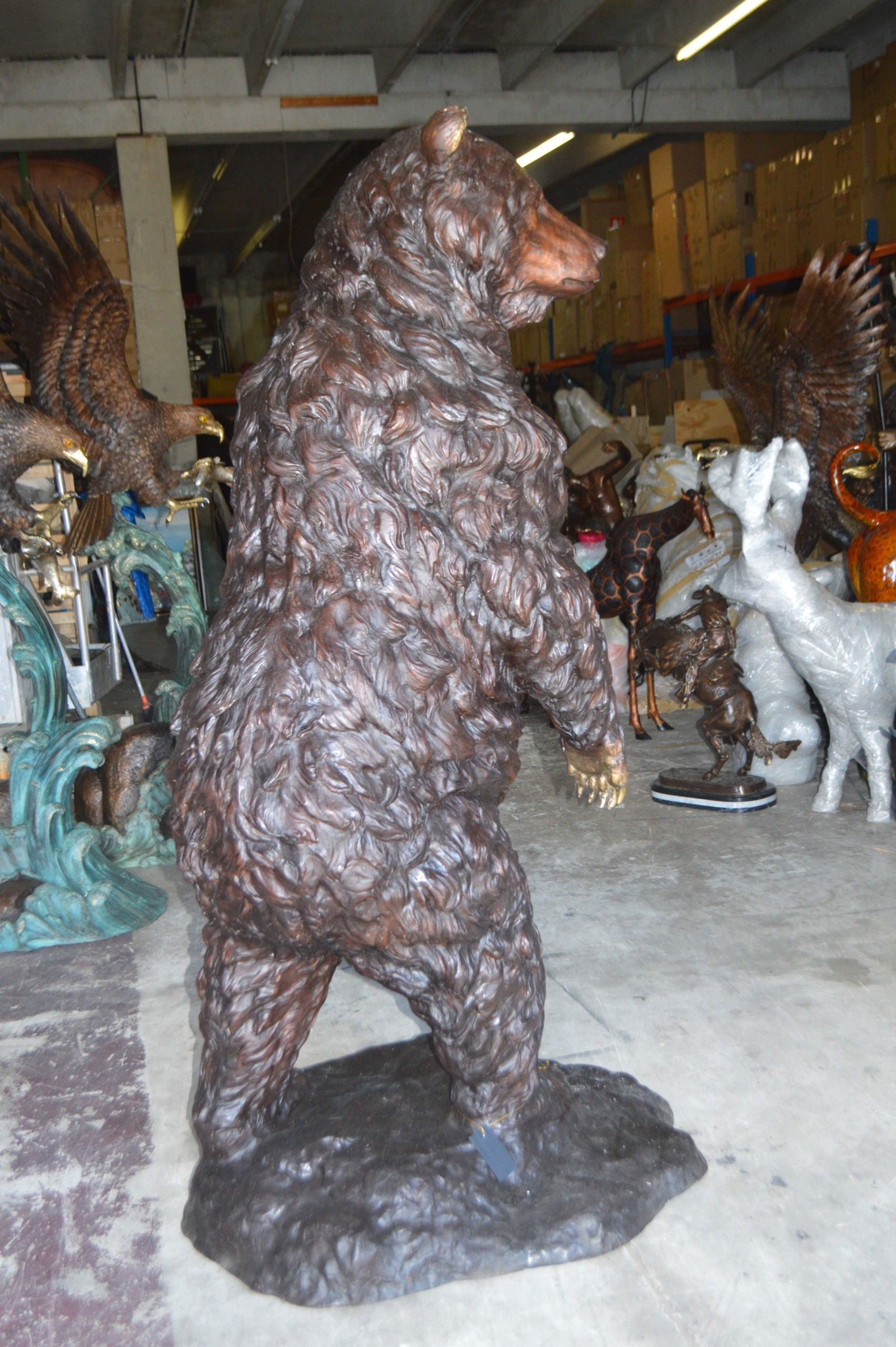 Big Bear standing Bronze Statue - Size: 45"L x 42"W x 78"H. - 9