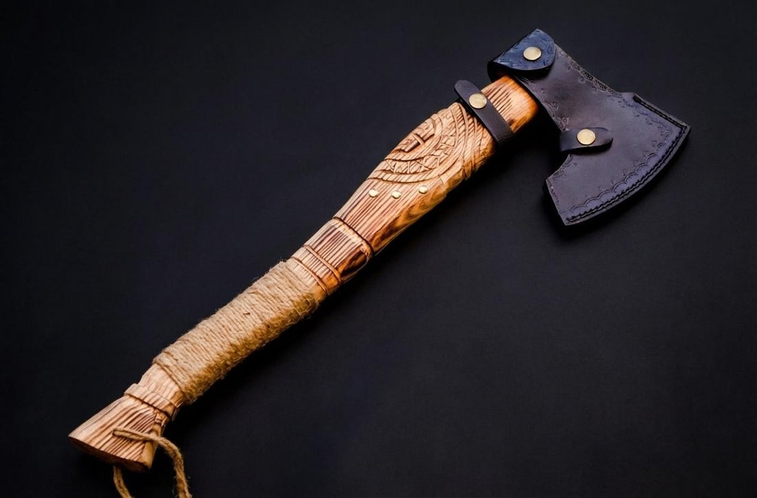 Handmade Viking Bearded Axe Forged Carbon Steel Tomahawk Throwing Hatchet - 10